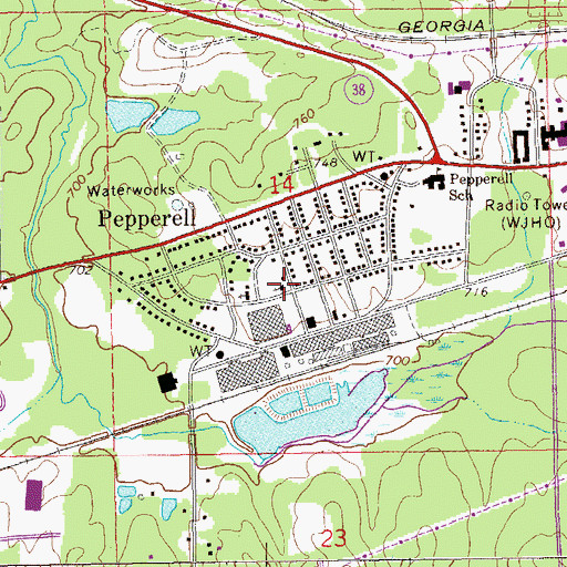 Topographic Map of Pepperell United Methodist Church, AL