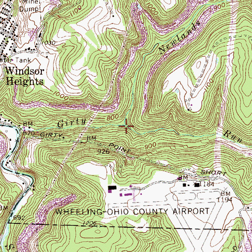 Topographic Map of Newlands Run, WV