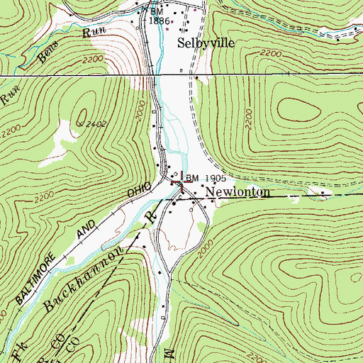 Topographic Map of Newlonton, WV