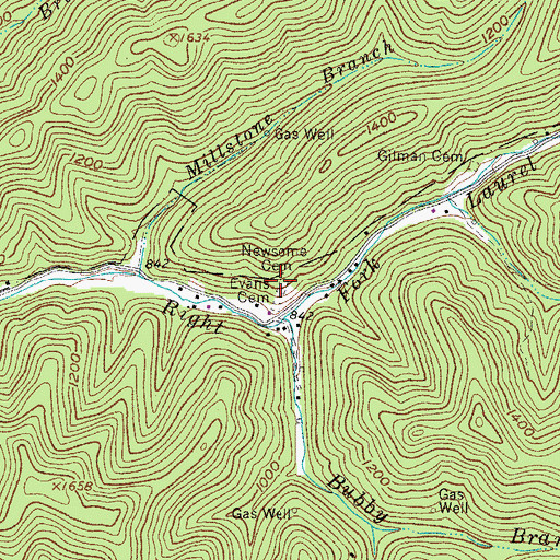 Topographic Map of Newsome Cemetery, WV