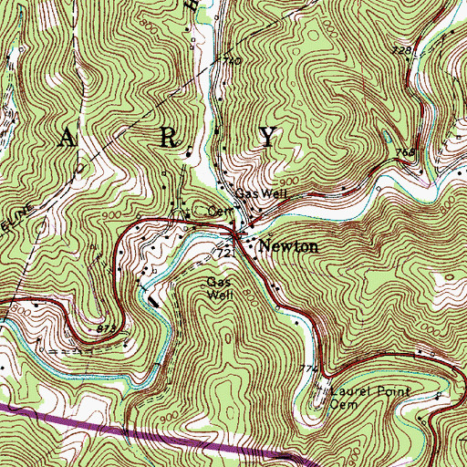 Topographic Map of Newton, WV
