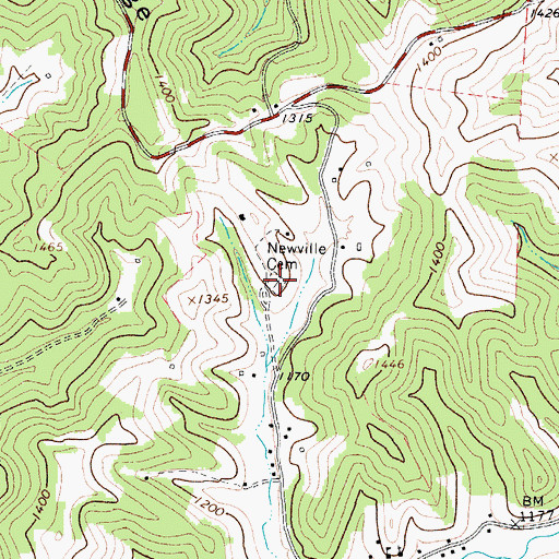 Topographic Map of Newville Cemetery, WV