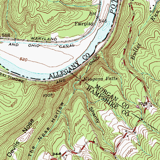 Topographic Map of Niagara Falls, WV