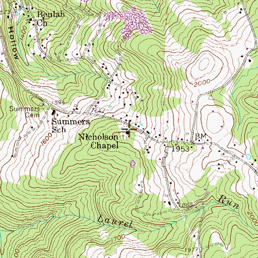 Topographic Map of Nicholson Chapel, WV