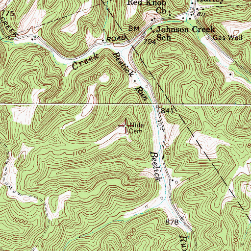 Topographic Map of Nida Cemetery, WV