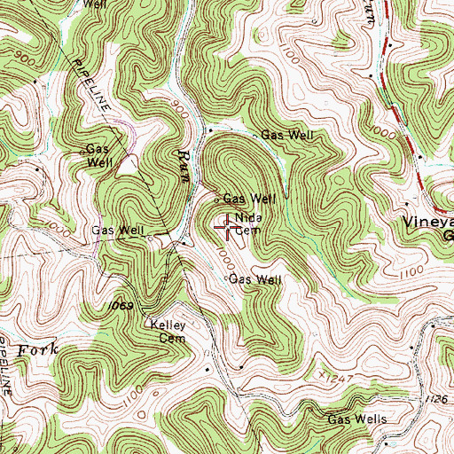 Topographic Map of Nida Cemetery, WV