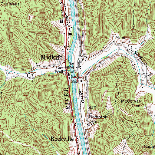 Topographic Map of Ninemile Creek, WV