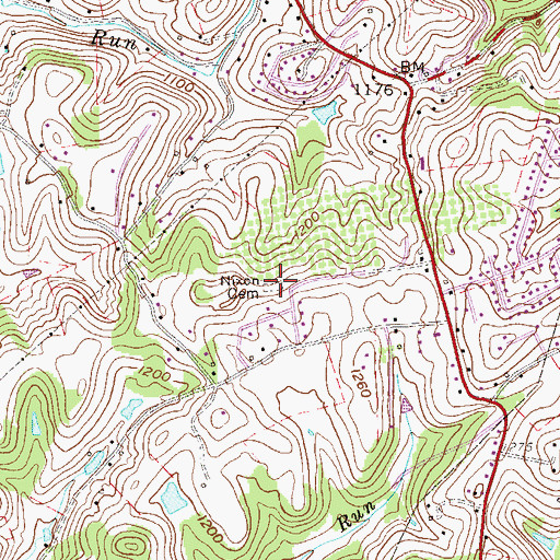 Topographic Map of Nixon Cemetery, WV