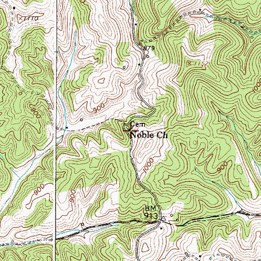 Topographic Map of Noble Church, WV