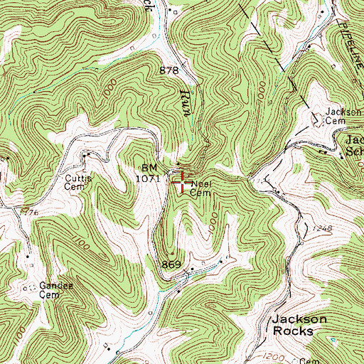 Topographic Map of Noel Cemetery, WV