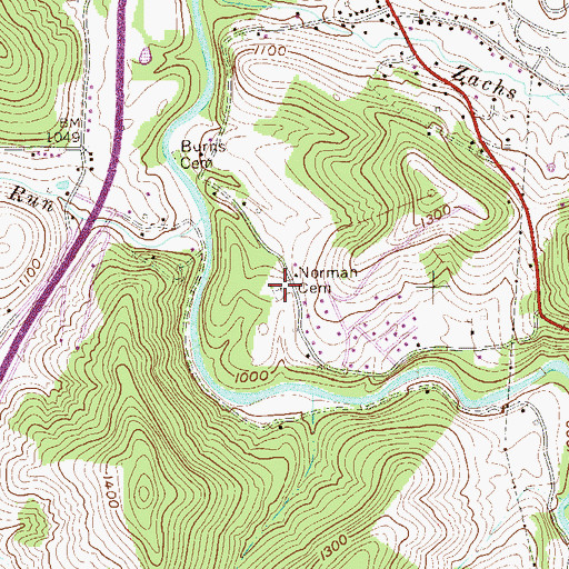 Topographic Map of Norman Cemetery, WV