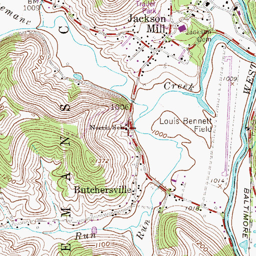Topographic Map of Norris School (historical), WV