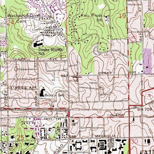 Topographic Map of White Street Baptist Church, AL