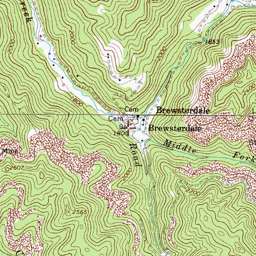 Topographic Map of North Fork Big Creek, WV