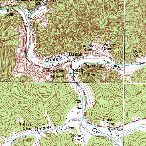 Topographic Map of North Fork Big Creek, WV