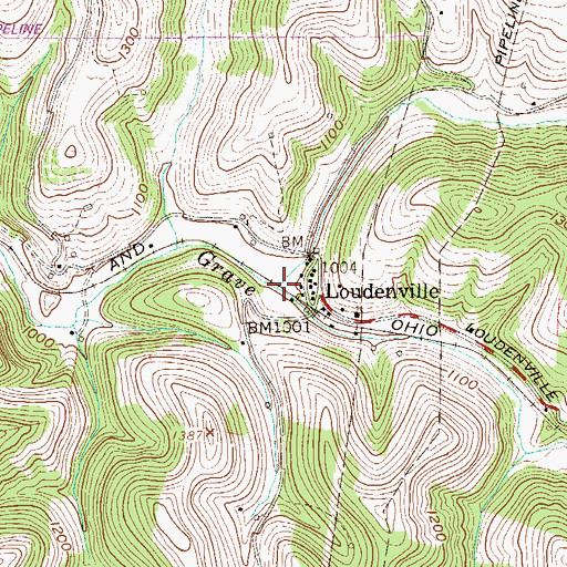 Topographic Map of North Fork Grave Creek, WV
