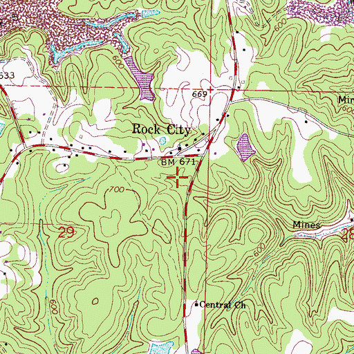 Topographic Map of Rock City Church, AL