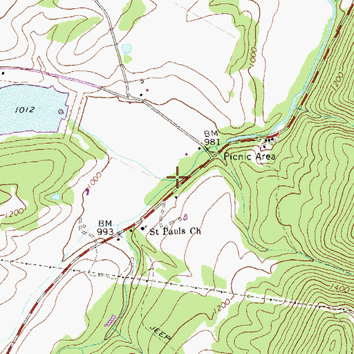 Topographic Map of North Fork Patterson Creek, WV