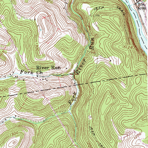 Topographic Map of North Fork River Run, WV