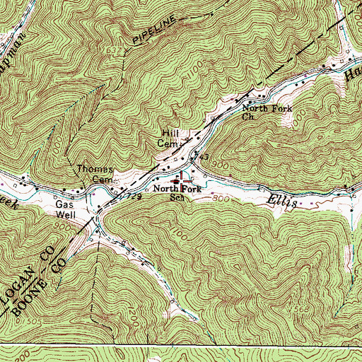Topographic Map of North Fork School (historical), WV