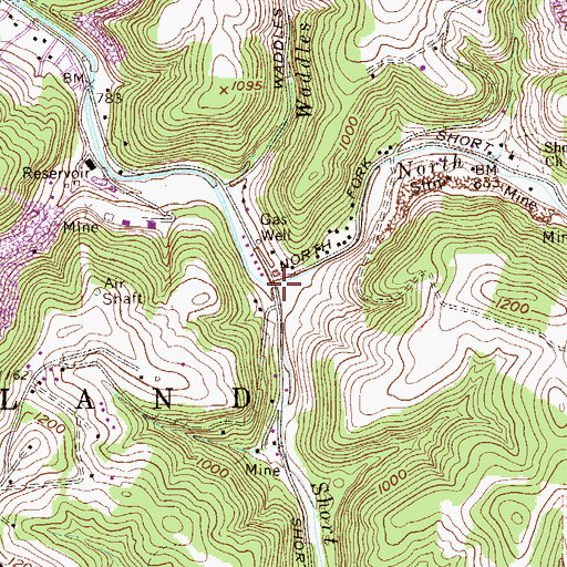 Topographic Map of North Fork Short Creek, WV
