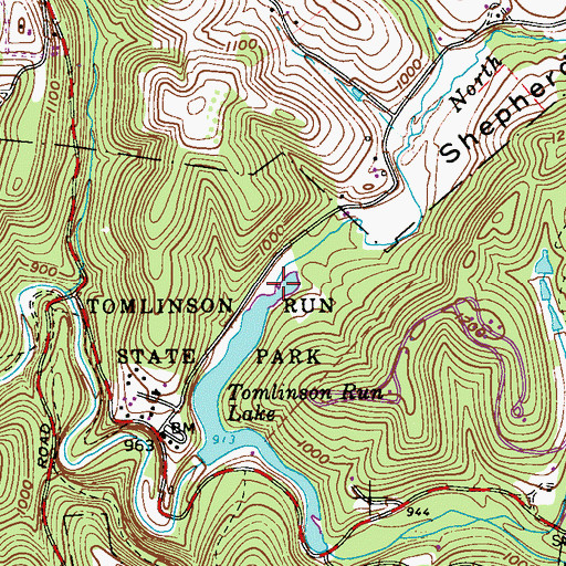 Topographic Map of North Fork Tomlinson Run, WV