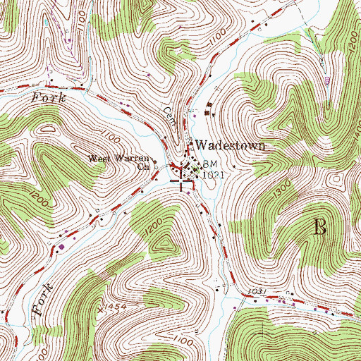 Topographic Map of North Fork West Virginia Fork Dunkard Creek, WV