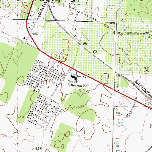Topographic Map of North Jefferson Elementary School, WV