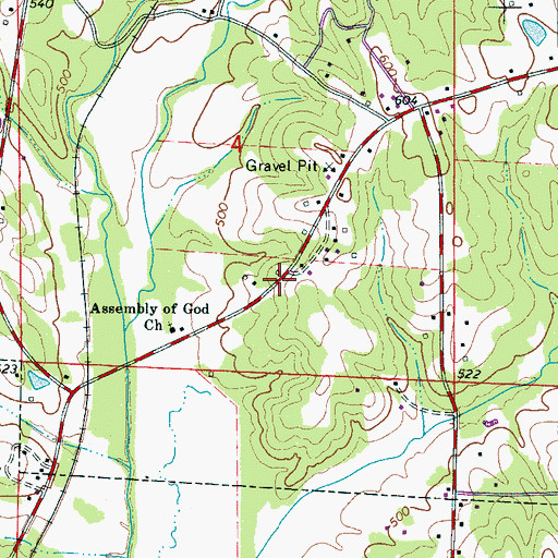 Topographic Map of Mount Calvary Church, AL