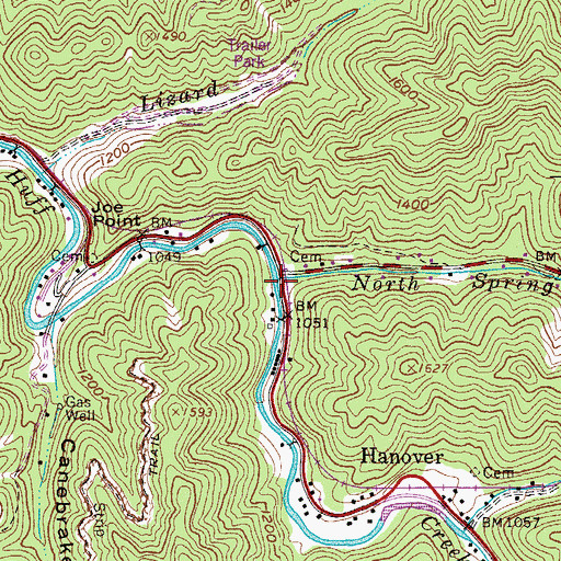 Topographic Map of North Spring Branch, WV