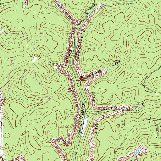 Topographic Map of Norton Branch, WV
