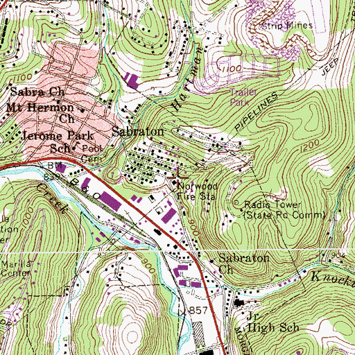 Topographic Map of Morgantown Fire Department Station 2 Norwood, WV