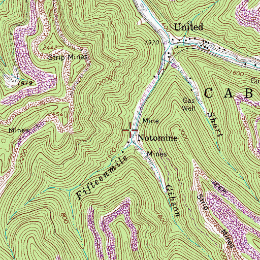 Topographic Map of Notomine, WV