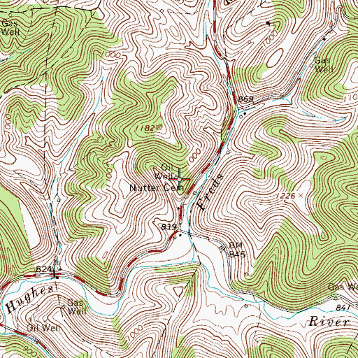 Topographic Map of Nutter Cemetery, WV