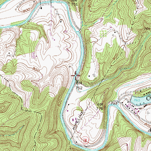 Topographic Map of Nutter Fork, WV
