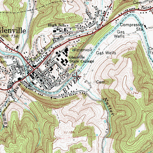 Topographic Map of Nutter Run, WV