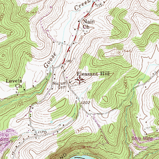 Topographic Map of Nuzum Cemetery, WV