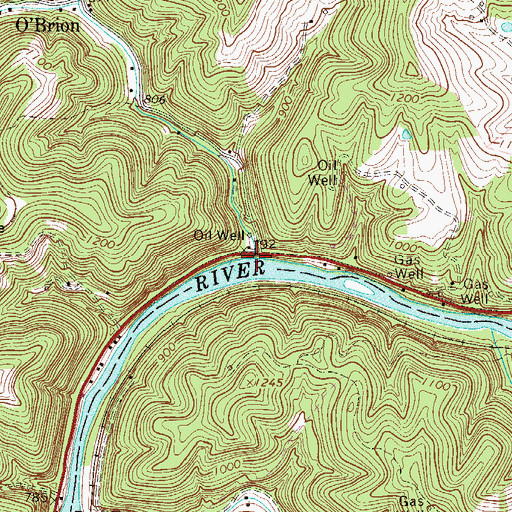 Topographic Map of O'Brion Creek, WV