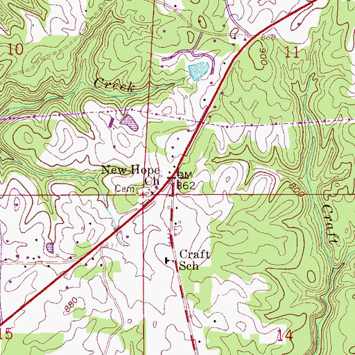 Topographic Map of Sabbath Day Church, AL