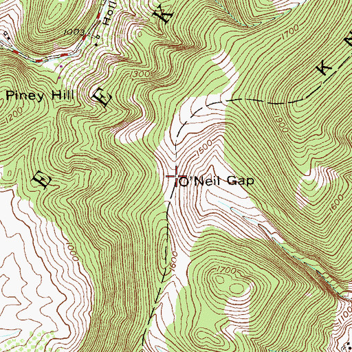 Topographic Map of O'Neil Gap, WV