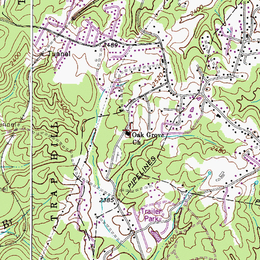 Topographic Map of Oak Grove Church, WV