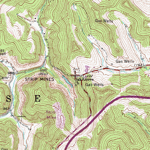 Topographic Map of Oak Grove Church, WV