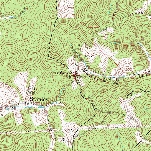 Topographic Map of Oak Grove Church, WV