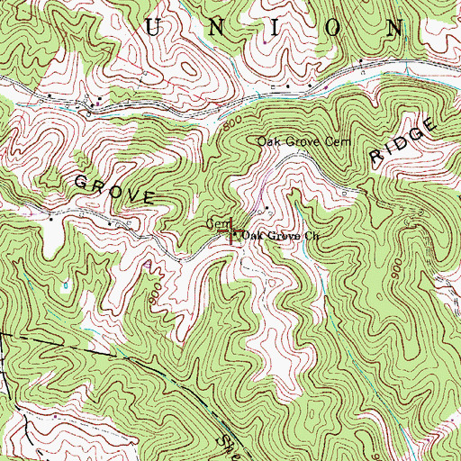 Topographic Map of Oak Grove Church, WV