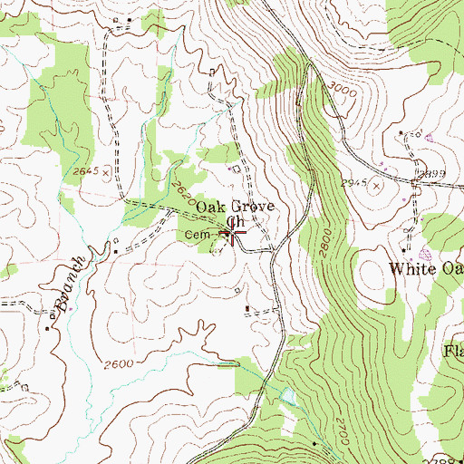 Topographic Map of Oak Grove Church, WV