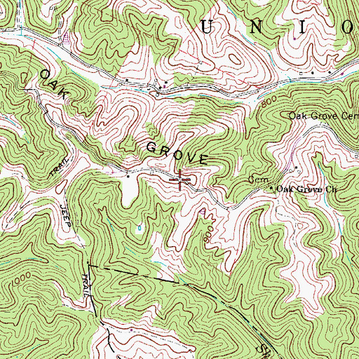 Topographic Map of Oak Grove Ridge, WV