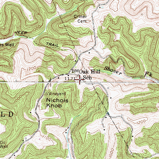 Topographic Map of Oak Hill School (historical), WV
