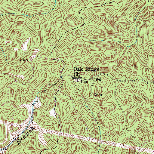 Topographic Map of Oak Ridge Church, WV