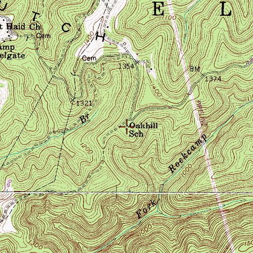 Topographic Map of Oakhill School (historical), WV