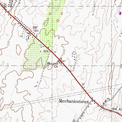 Topographic Map of Oakland Church, WV